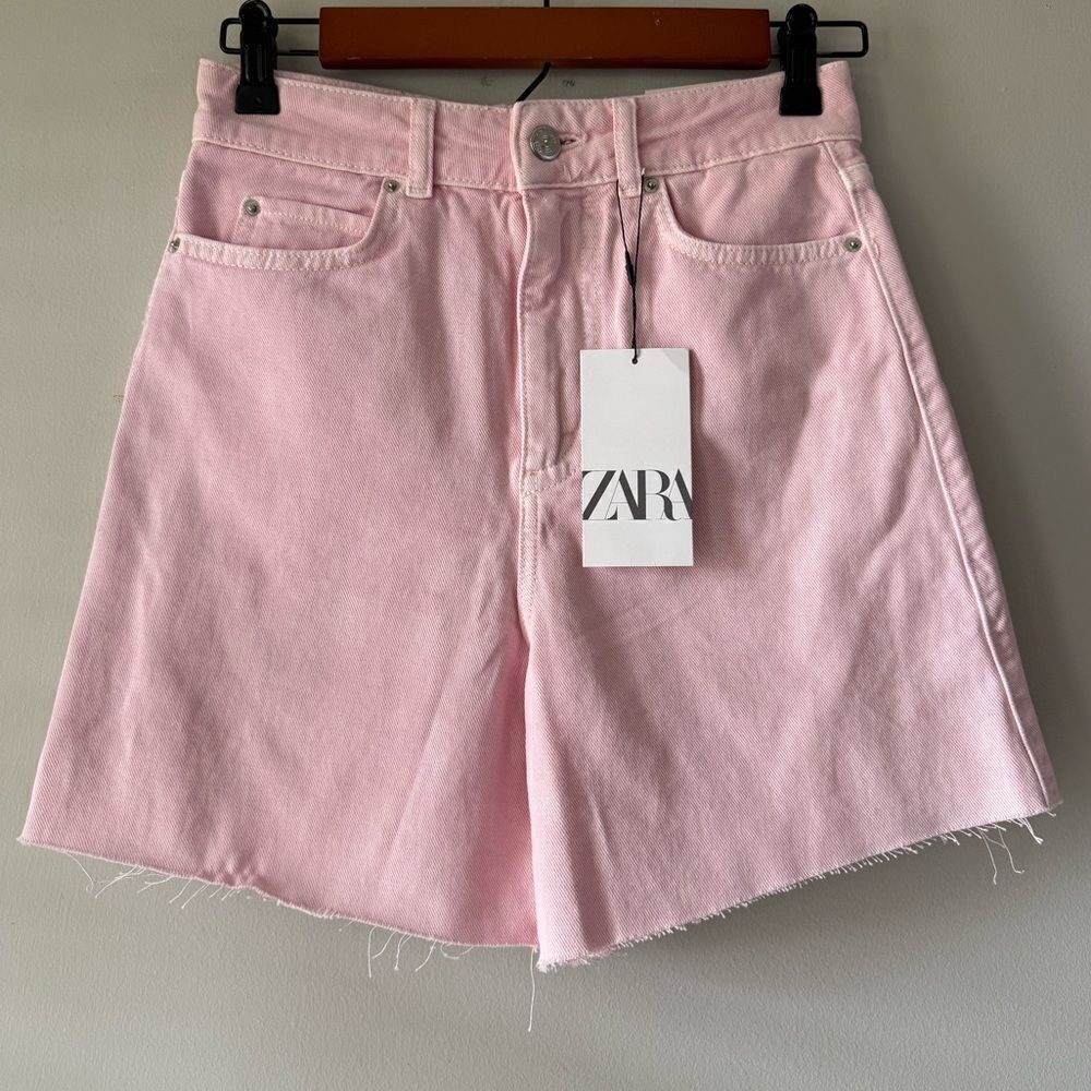 Zara Women's High Rise Pink Denim Shorts Size 2